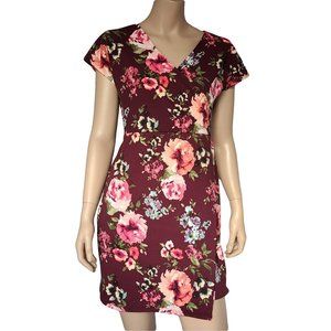 REBEL SUGAR Burgundy Floral Dress L